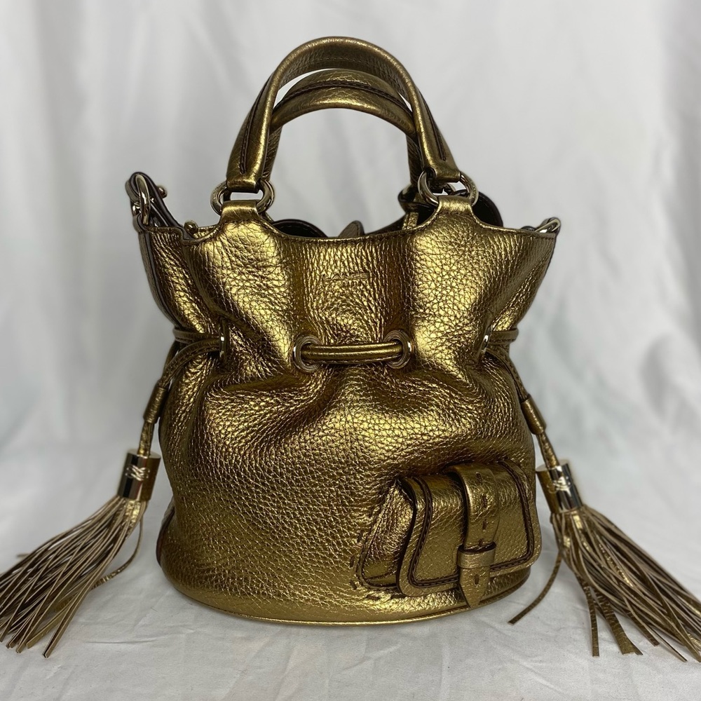 SOLD - Like New RARE Color Lancel Paris Leather Bucket Bag in  Gold